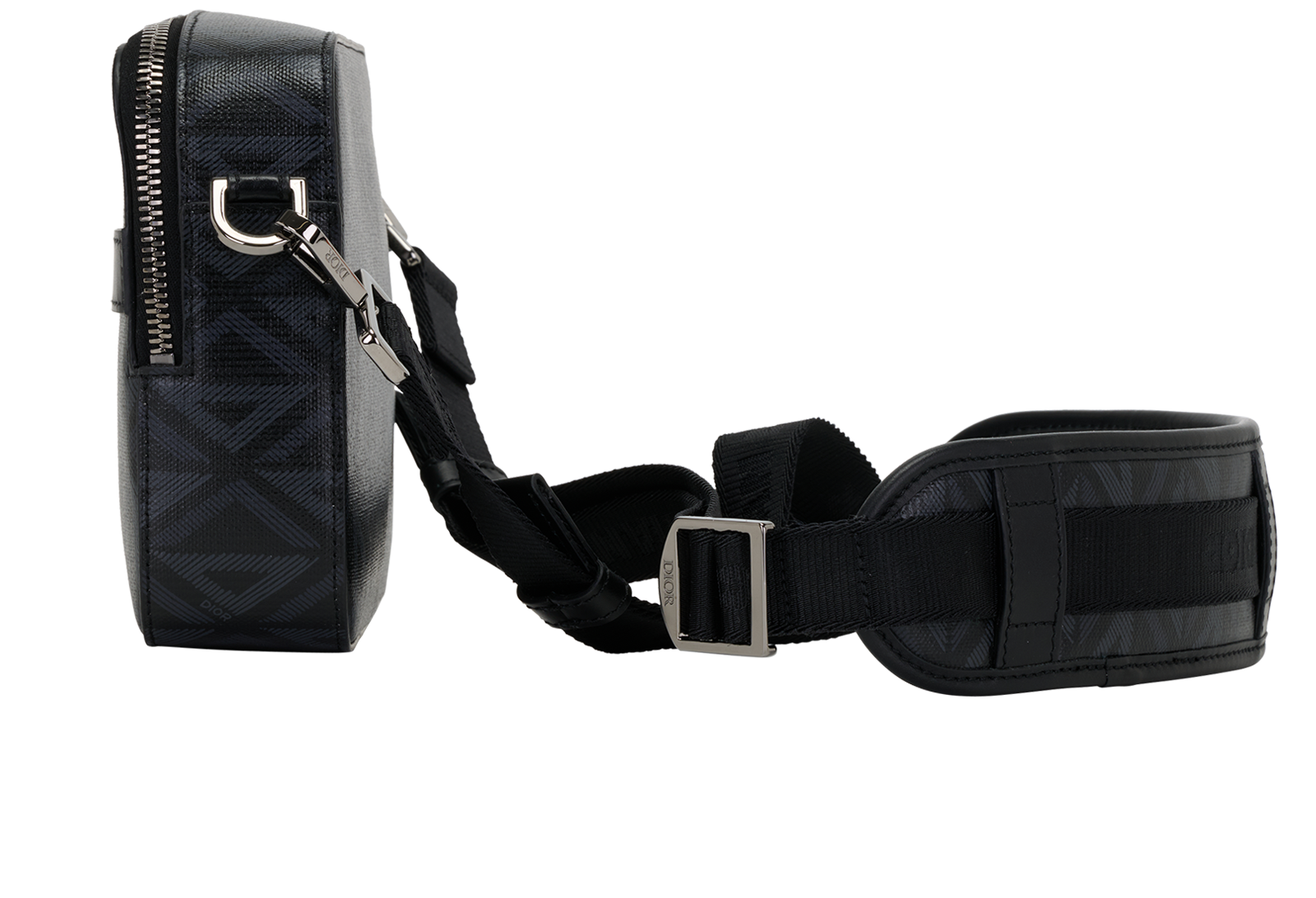 CD Diamond Print Safari Messenger, &pound;950, Handbags, Black, Canvas, Bottom view